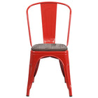 Flash Furniture Metal Stackable Chair with Wood Seat - Red-Set of 4 Stackable Bistro Style Chairs