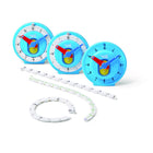 Hand2Mind NumberLine Clock: Deluxe - Multicolor - Set of 6-Clock learning for kids: Our telling time math manipulative set includes six Advanced Number Line Clocks and one activity guide.