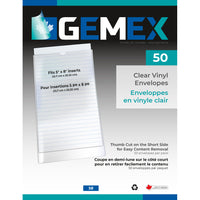Gemex Heavyweight Vinyl Top Loading Protective Pockets, Clear, 5" x 8", 6/1000" Thickness, 50 Pack-Vinyl envelopes