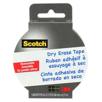 Scotch Dry Erase Tape 1905R-DE-EFS, 1.88" x 5 yd (48 mm x 4.57 m)-Recommended for hard, smooth surfaces like metal, glass and plastic