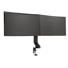 Kensington SmartFit Space-Saving Dual Monitor Arm - Black (55513)-Easy-grip adjustment knob allows you to quickly and easily adjust height (9.4"-18.5"), tilt and swivel (+/- 10 degrees), rotate to landscape or portrait orientation (+/- 180 degrees), and lock your monitors in place