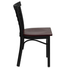 Flash Furniture HERCULES Series Black Three-Slat Ladder Back Metal Restaurant Chair - Mahogany Wood Seat-Ladder Back Design