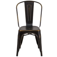 Flash Furniture Distressed Copper Metal Indoor-Outdoor Stackable Chair-Stackable Bistro Style Chair