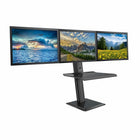 Rocelco Triple Monitor Height-Adjustable Workstation With USB Charge Port - Black-Articulating triple monitor arm offers 4.5" extra vertical adjustment range for optimized ergonomics - configures for three monitors up to 24", two monitors up to 27, or one monitor up to 32"
