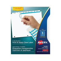 Avery Index Maker Clear Label Dividers with Easy Apply Labels for Laser/Inkjet Printers - 5 Tabs - 5 Sets - White (11436)-Easy to customize with free quick-fill templates and designs using Design & Print Online Software