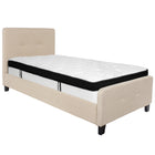 Flash Furniture Tribeca Twin Size Tufted Upholstered Platform Bed in Beige Fabric with Memory Foam Mattress-Bed