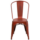 Flash Furniture Distressed Kelly Metal Indoor-Outdoor Stackable Chair - Red-Stackable Bistro Style Chair