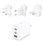 LOGiiX Power Plus 65 XL Travel Kit - White-Multiport 65W charger with attachable world travel plugs