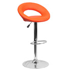 Flash Furniture Contemporary Orange Vinyl Rounded Orbit-Style Back Adjustable Height Barstool with Chrome Base-Round-Orbit Style Low Back