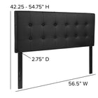 Flash Furniture Lennox Tufted Upholstered Full Size Headboard - Black Vinyl-Black Metal Stands with Adjustable Bed Rail Slots