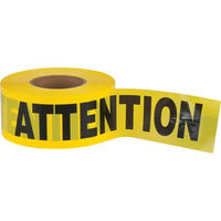 SCN Industrial Attention Barricade Tape, Bilingual, 3" W x 1000' L, 1.5 Mils, Black On Yellow - 12 Pack-Colour: Black on Yellow