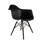Nicer Furniture Eiffel Style Armchair with Walnut Wood Legs - Black - 2 Pack-Ergonomically shaped & comfortable curved seating - Great for Home, Office, Nurseries, Parties, Banquets, Bar and Cafe.