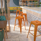 Flash Furniture 30" High Backless Distressed Orange Metal Indoor-Outdoor Barstool-Backless Design