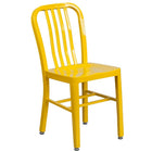 24'' Round Yellow Metal Indoor-Outdoor Table Set with 2 Vertical Slat Back Chairs [CH-51080TH-2-18VRT-YL-GG]-4