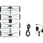 Electronic Master Outdoor TV Antenna with Booster, 33" x 20.4" x 4", Silver-Strong performance across channels 2-69 best for UHF spectrum (21-69)