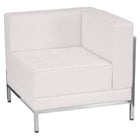 Flash Furniture HERCULES Imagination Series Contemporary Melrose Leather Right Corner Chair with Encasing Frame - White-Modular Chair