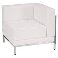 Flash Furniture HERCULES Imagination Series Contemporary Melrose Leather Right Corner Chair with Encasing Frame - White-Modular Chair