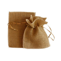 Jam Paper Burlap Pouches with Drawstring - 4 1/2" x 6" - Natural Dark Brown Recycled - 6 Pack-Color: Dark Color: Brown burlap pouch with drawstring tie