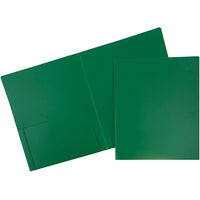 JAM Paper Plastic Heavy Duty Two Pocket Folders, Green, 6 Pack-Green Plastic Folders
