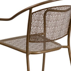 Flash Furniture Commercial Grade Gold Indoor-Outdoor Steel Patio Arm Chair with Round Back-Rain Flower Back and Seat Design
