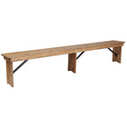Flash Furniture HERCULES Series 8' x 12" Antique Rustic Solid Pine Folding Farm Bench with 3 Legs-Plank Top