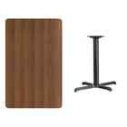 Flash Furniture 30" x 48" Rectangular Walnut Laminate Table Top with 24" Round Table Height Base-Walnut Laminate Top