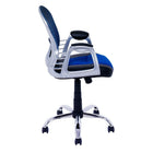CorLiving LOF-278-O Black Leatherette and Blue Mesh Adjustable Office Chair-Foam seat covered in black leatherette and fabric