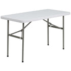 Flash Furniture 24"W x 48"L Granite Plastic Folding Table - White-Ready To Use Commercial Table