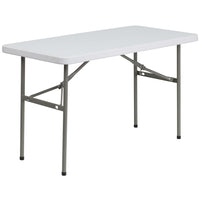 Flash Furniture 24"W x 48"L Granite Plastic Folding Table - White-Ready To Use Commercial Table