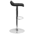 Flash Furniture Contemporary Black Vinyl Adjustable Height Barstool with Quilted Wave Seat & Chrome Base-Black Vinyl Upholstery