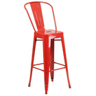 24'' Round Red Metal Indoor-Outdoor Bar Table Set with 2 Cafe Barstools [CH-51080BH-2-30CAFE-RED-GG]-4