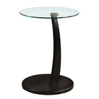 Monarch Specialties 3001 Accent Table - Espresso Bentwood With Tempered Glass-Circular smooth espresso base with a curved arm offers sturdy support
