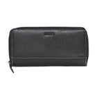 Roots Ladies Slim Bifold Zipper Around Wallet - Black-Black - Leather