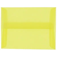 JAM Paper 4bar A1 Envelopes, 3.63 x 5 1/8, Yellow Translucent Vellum, 50 Pack (1591616I)-Primary yellow translucent envelope