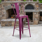 Flash Furniture 30" High Purple Metal Indoor-Outdoor Barstool with Back-Cross Brace under seat provides extra stability