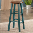 Winsome Wood Ivy 29" Bar Stool Rustic Teal with Walnut Seat (62230)-Sturdy Square Legs