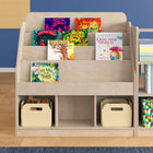 Flash Furniture Bright Beginnings Commercial Grade Modular Wooden Classroom 4 Tier Bookstand with 3 Storage Compartments-Natural-Easy Assembly with Included Materials
