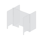 Mark Maker H Shaped Table Divider - 32" W x 31.5" H middle and two 30" W x 31.5" H sides 1/4" Clear Acrylic-with 3"x12" pass thr-Three pass throughs allow for document sharing between students and instructor.