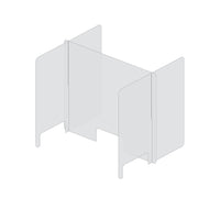 Mark Maker H Shaped Table Divider - 32" W x 31.5" H middle and two 30" W x 31.5" H sides 1/4" Clear Acrylic-with 3"x12" pass thr-Three pass throughs allow for document sharing between students and instructor.