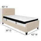 Flash Furniture Tribeca Twin Size Tufted Upholstered Platform Bed in Beige Fabric with Memory Foam Mattress-Beige Fabric Upholstery