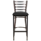 Flash Furniture HERCULES Series Clear Coated Ladder Back Metal Restaurant Barstool - Black Vinyl Seat-Metal Barstool