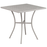 Flash Furniture 28" Square Light Grey Indoor-Outdoor Steel Patio Table-Patio Table