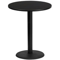 Flash Furniture 36'' Round Laminate Table Top, Black with 24'' Round Bar-Height Table Base (XURD36BKTR24B)-Bar Height Hospitality Table