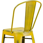 Flash Furniture 30" High Distressed Metal Indoor-Outdoor Barstool with Back - Yellow-Seat Size: 14''W x 14''D