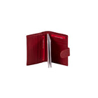 CHAMPS Leather RFID Double Card/ID Holder with Tab Closure, Red-7 Credit card pockets