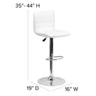 Flash Furniture Contemporary Vinyl Adjustable Height Barstool with Horizontal Stitch Back & Chrome Base - White - 2 Pack-Footrest