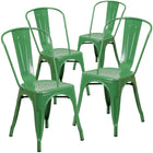 Flash Furniture Commercial Grade Green Metal Indoor-Outdoor Stackable Chair-Stack Quantity: 8
