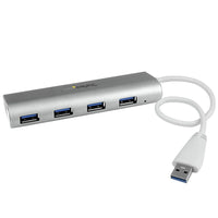 StarTech 4-Port Portable USB 3.0 Hub with Built-in Cable-Sleek and stylish, with a silver, sandblasted finish that matches your MacBook