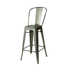 Plata Import Tolix Bar Stool, Highback, Gunmetal (M-94115HB-BAR)-Metal