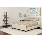 Flash Furniture Tribeca Queen Size Tufted Upholstered Platform Bed in Beige Fabric with Pocket Spring Mattress-Panel Headboard